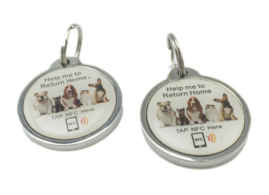 A identificação animal de NFC etiqueta a porta-chaves CMYK UV NXP RFID de 213 215 para animais de estimação